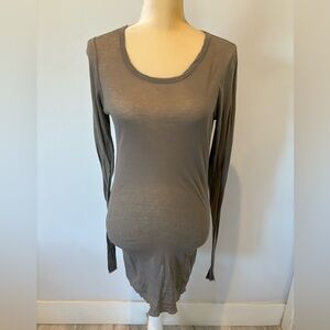 Rick Owens Phlegethon S/S 21 100% Cotton Long Sleeve Top, Sz XS/34 in Dusk